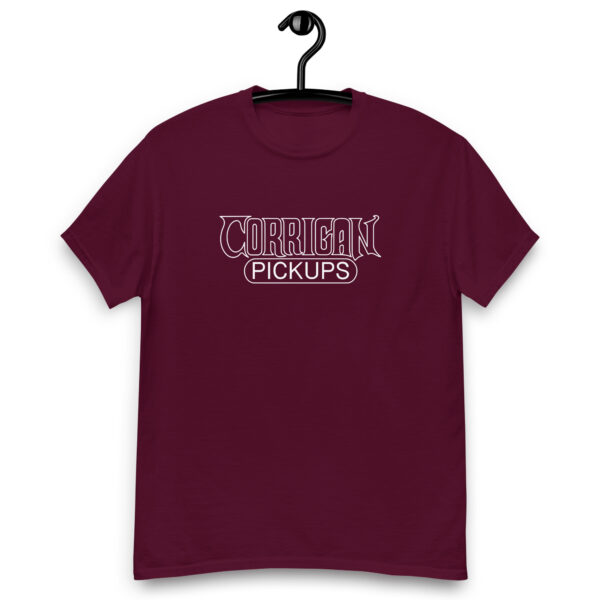 unisex-classic-tee-maroon-front-691796f02f86f.jpg Corrigan Pickups Classic Logo T