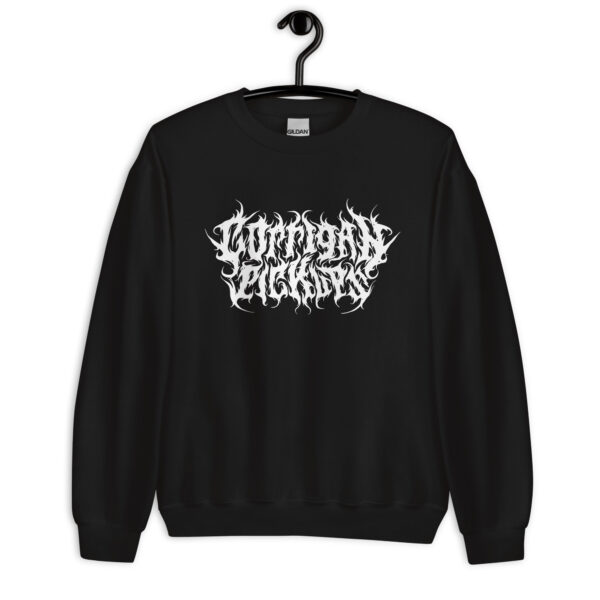 unisex-crew-neck-sweatshirt-black-front-69271677b69d2.jpg Corrigan Pickups Crew Nck Sweater, Death Metal