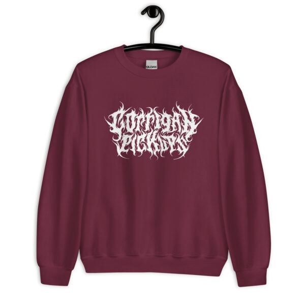 unisex-crew-neck-sweatshirt-maroon-front-69271677b7c2d.jpg Corrigan Pickups Crew Nck Sweater, Death Metal