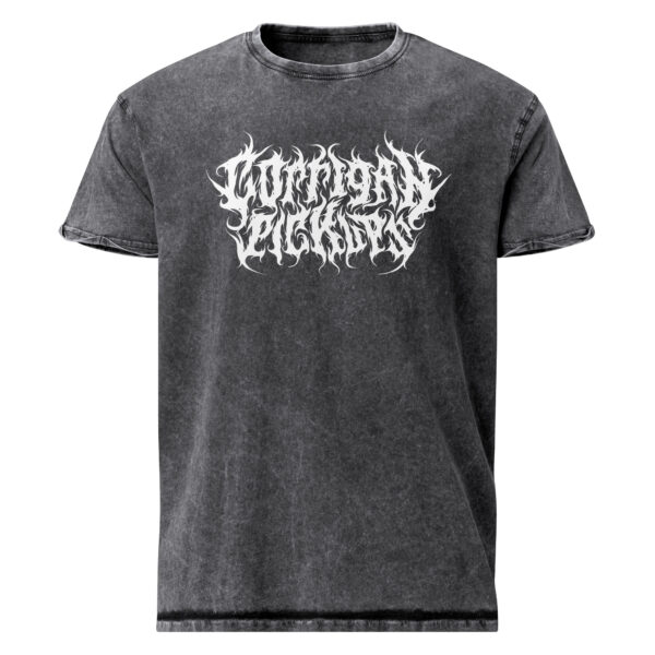 unisex-denim-t-shirt-black-front-692893cb8ede2.jpg Corrigan Pickups Washed Out Death Metal T